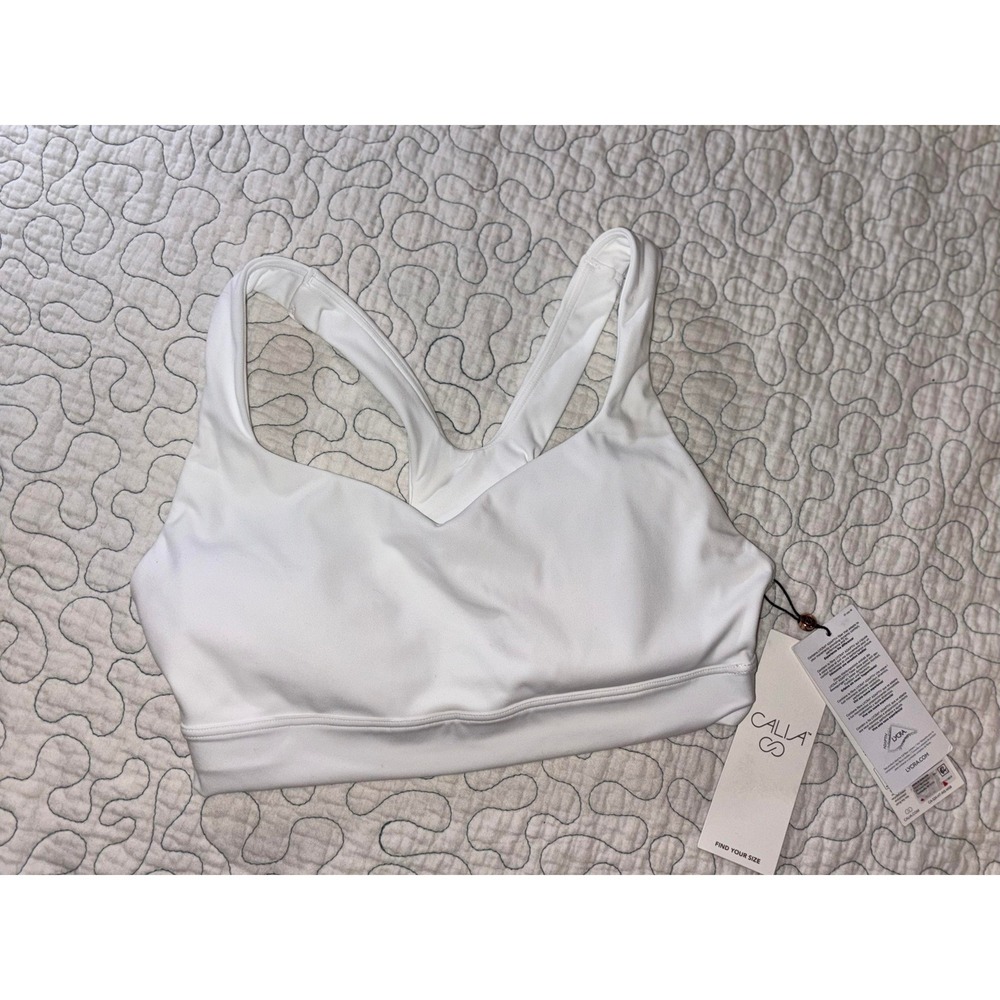 CALIA Inspire Medium Support Sports Bra Pure White Womens Size Small
